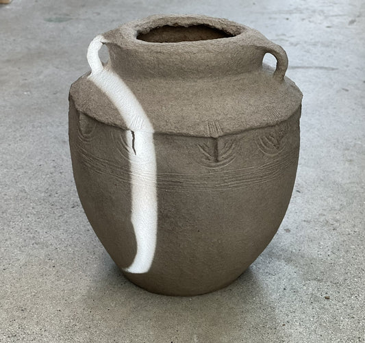 Minimalistic  Rustic African Pottery-Style Lobi Paper Mache Vessel