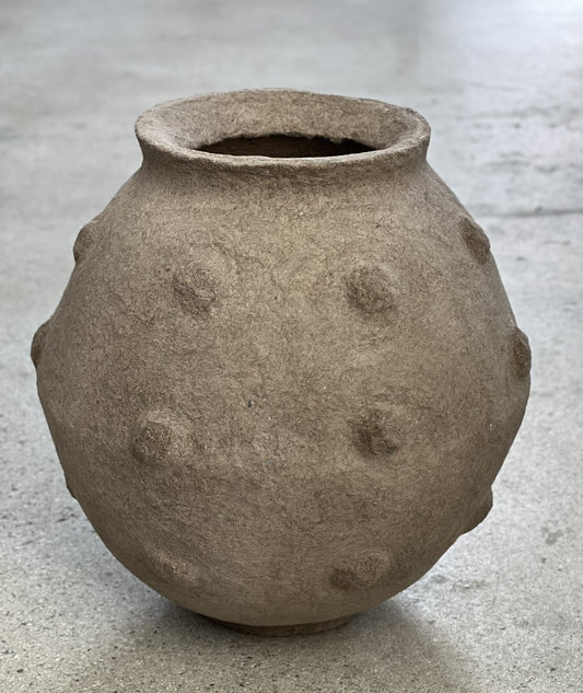 Minimalistic African Pottery-Style Lobi Paper Mache Vessel